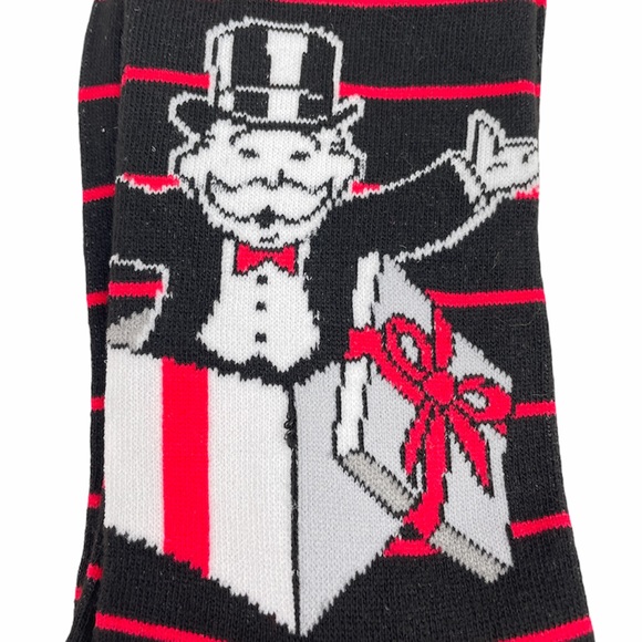Monopoly Man Striped Present Socks, Black, Red - Picture 2 of 6